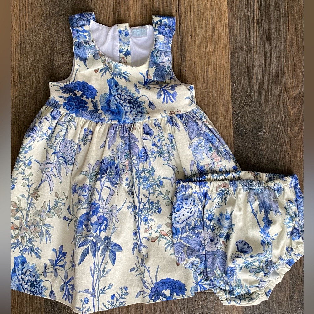 NWOT Edgehill Collection Blue Floral Dress with Bloomers.